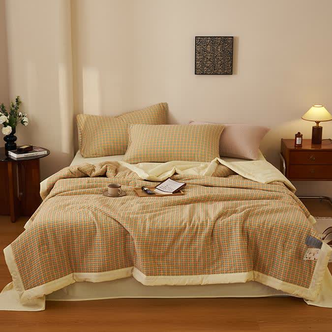 Biancheria da letto in puro cotone morbido jacquard tinto in filo