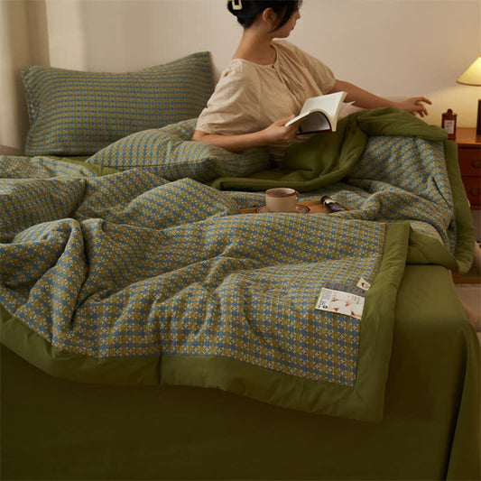Biancheria da letto in puro cotone morbido jacquard tinto in filo