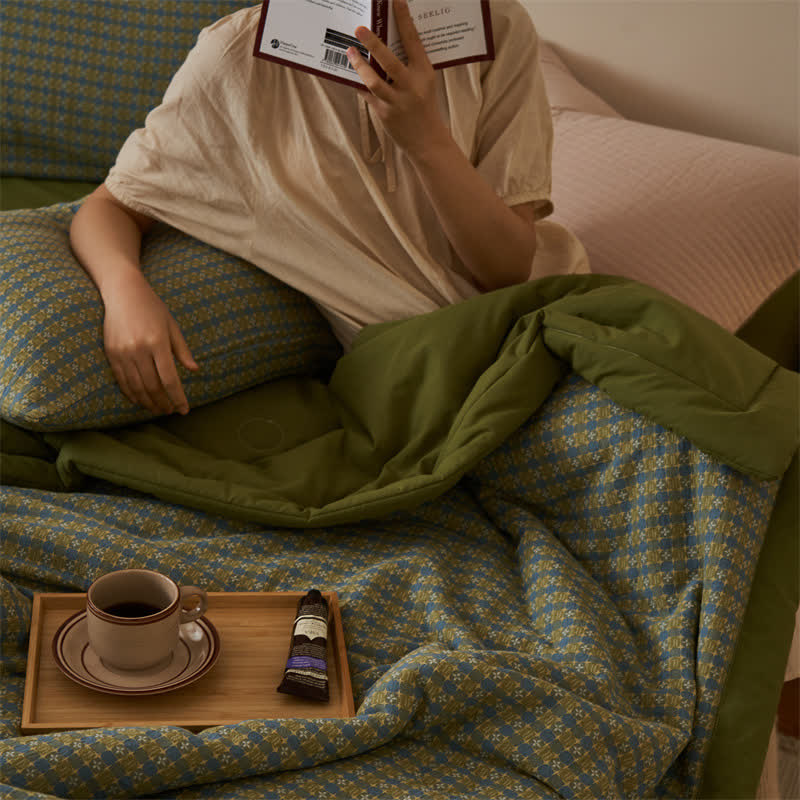 Biancheria da letto in puro cotone morbido jacquard tinto in filo