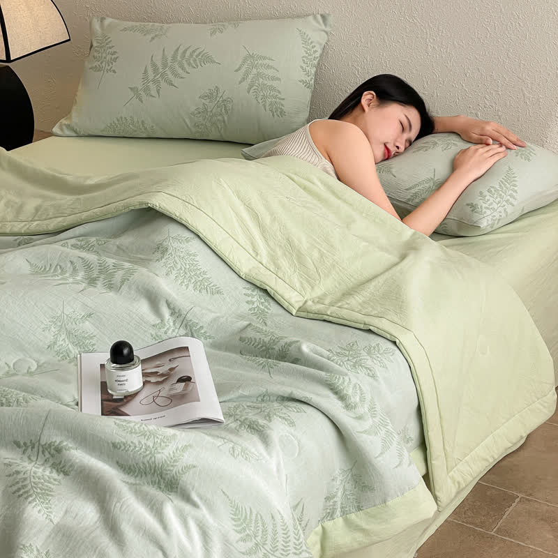 Biancheria da letto Refresh Leaf in garza di cotone a tre strati