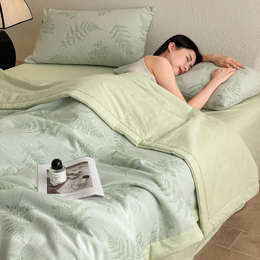 Biancheria da letto Refresh Leaf in garza di cotone a tre strati