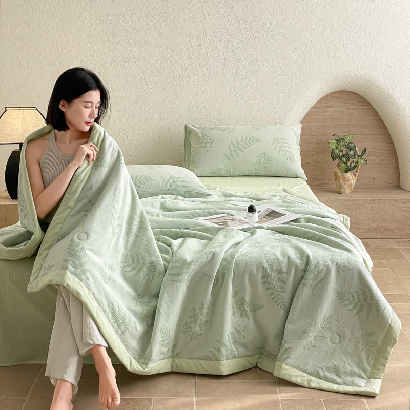 Biancheria da letto Refresh Leaf in garza di cotone a tre strati