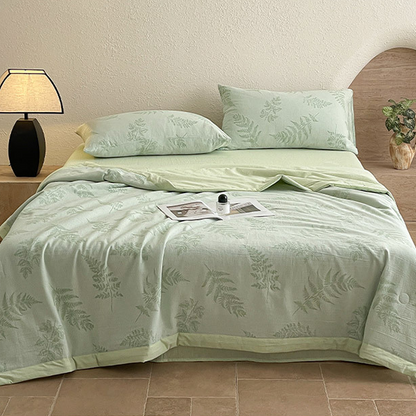 Biancheria da letto Refresh Leaf in garza di cotone a tre strati