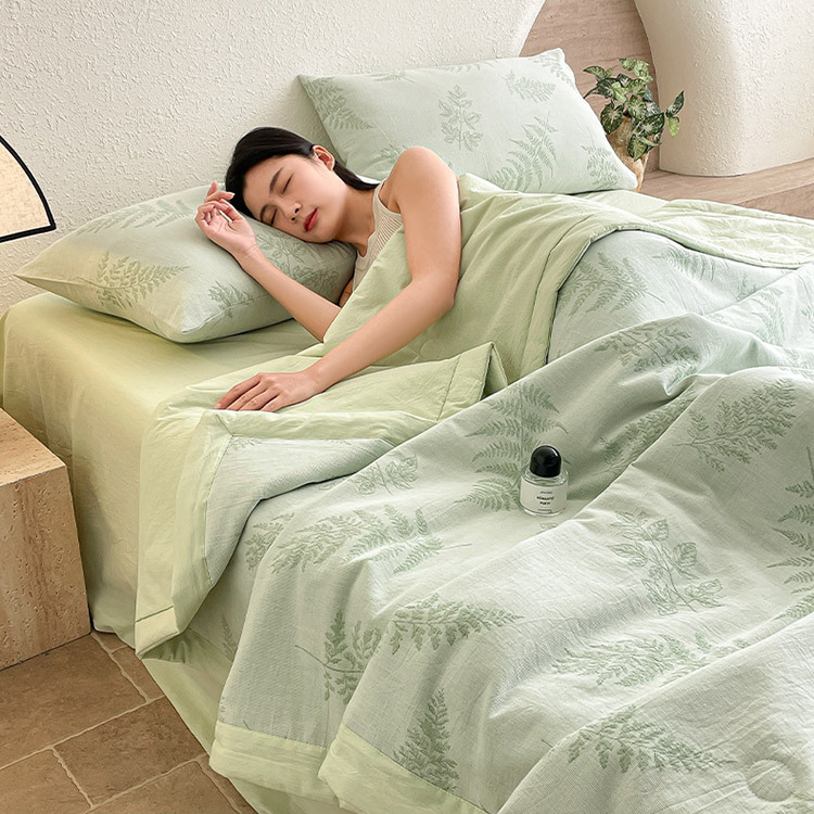 Biancheria da letto Refresh Leaf in garza di cotone a tre strati