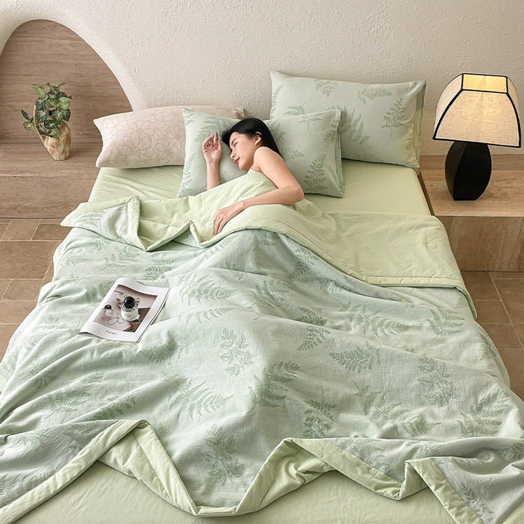 Biancheria da letto Refresh Leaf in garza di cotone a tre strati