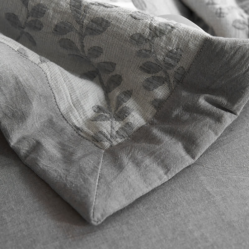 Biancheria da letto in garza di cotone a tre strati Jacquard Leaf