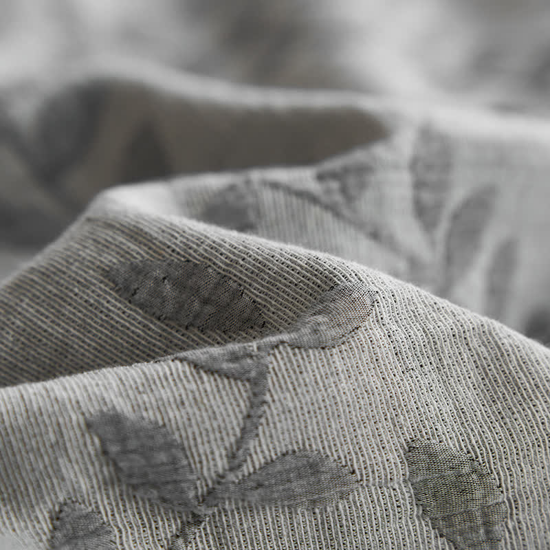 Biancheria da letto in garza di cotone a tre strati Jacquard Leaf