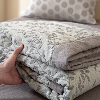 Biancheria da letto in garza di cotone a tre strati Jacquard Leaf