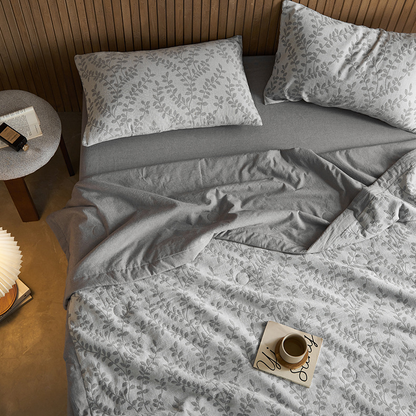 Biancheria da letto in garza di cotone a tre strati Jacquard Leaf