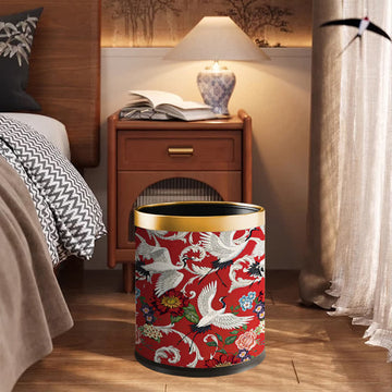 Cestino per la spazzatura resistente con motivo floreale vintage a doppia canna