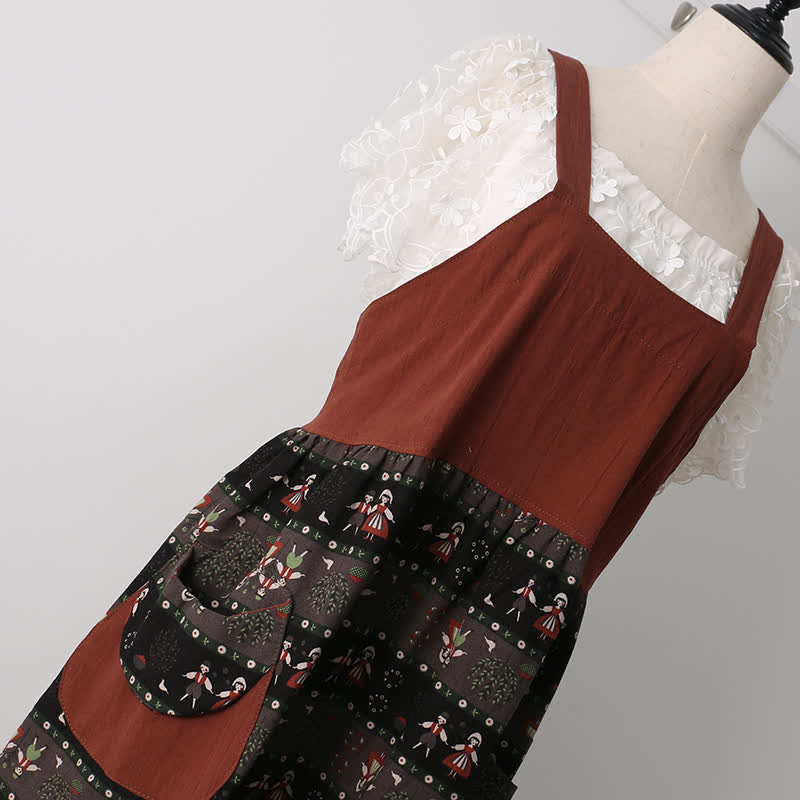 Grembiule da cucina in cotone con motivo vintage
