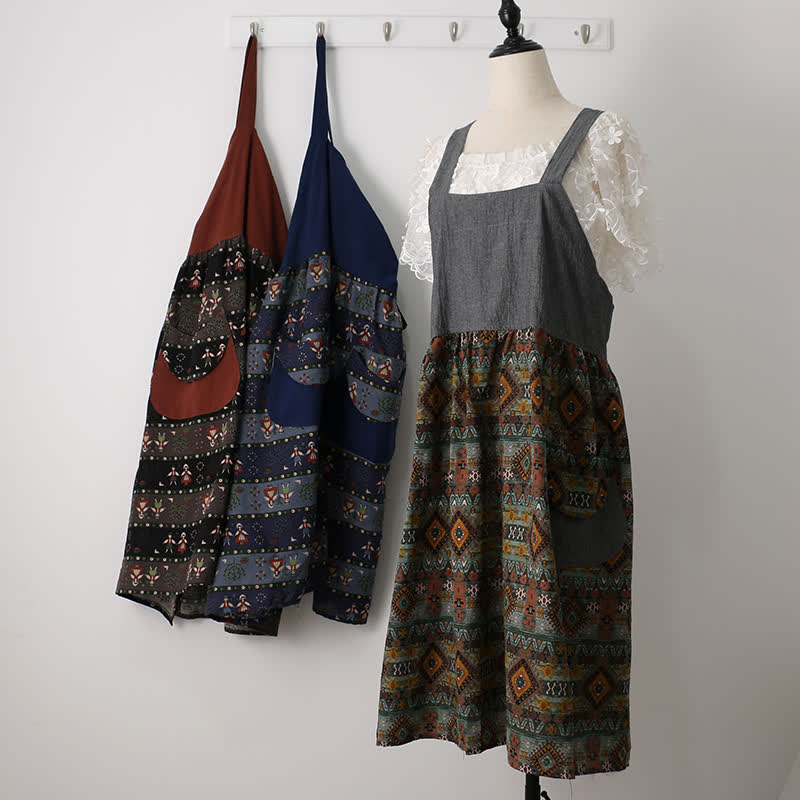 Grembiule da cucina in cotone con motivo vintage