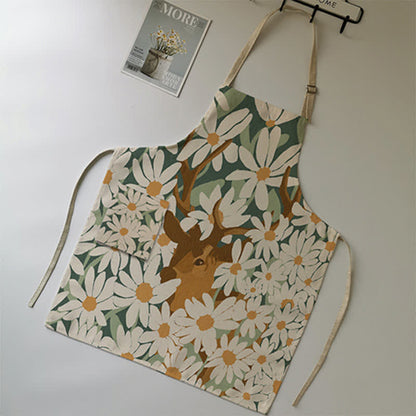 Grembiule vintage in cotone e lino con motivo a margherite