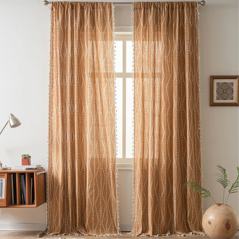 Tenda trasparente con nappa curva a foglia floreale rustica