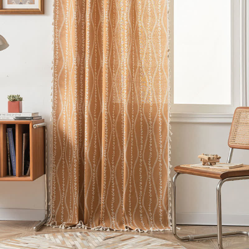 Tenda trasparente con nappa curva a foglia floreale rustica