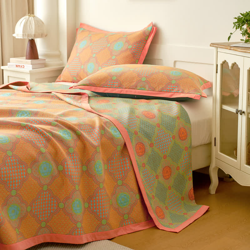 Trapunta reversibile in garza di cotone vintage jacquard