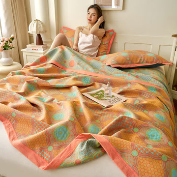 Trapunta reversibile in garza di cotone vintage jacquard