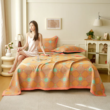 Trapunta reversibile in garza di cotone vintage jacquard