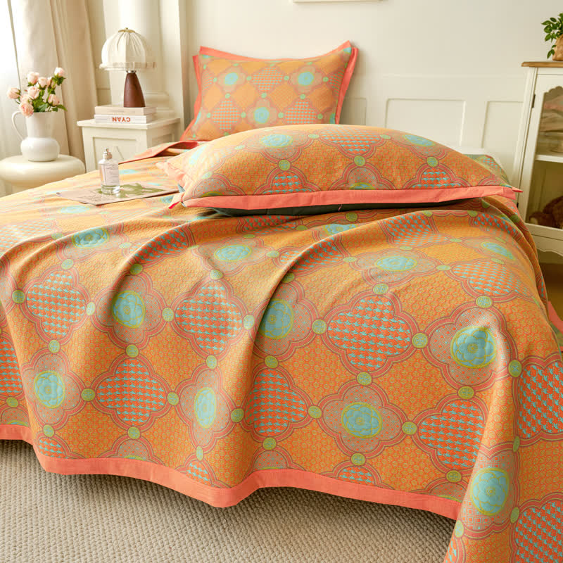 Trapunta reversibile in garza di cotone vintage jacquard