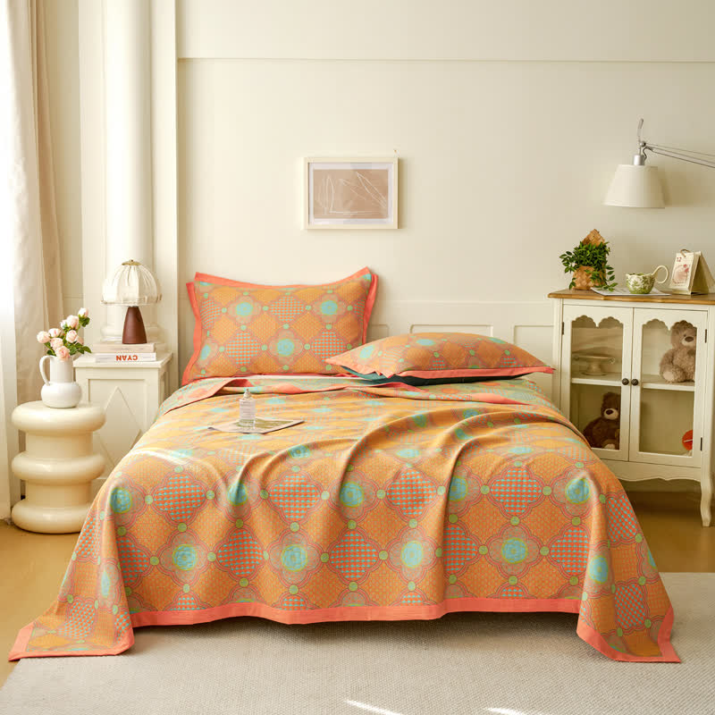 Trapunta reversibile in garza di cotone vintage jacquard