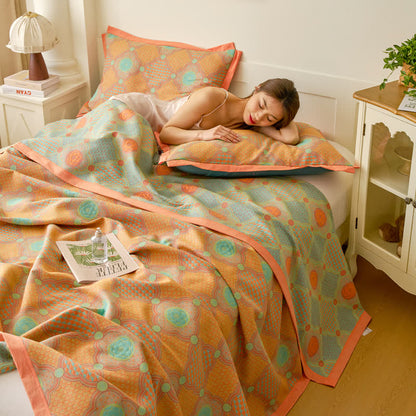 Trapunta reversibile in garza di cotone vintage jacquard