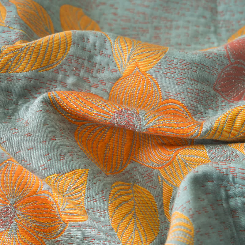 Coperta in garza di cotone floreale Refresh tinta in filo