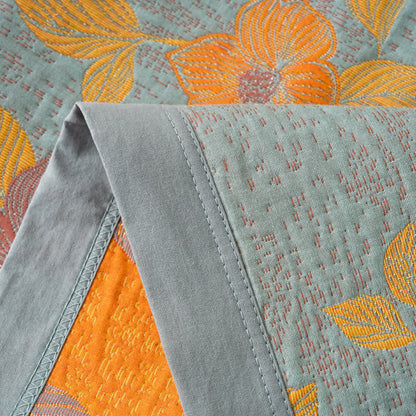 Coperta in garza di cotone floreale Refresh tinta in filo
