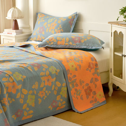 Coperta in garza di cotone floreale Refresh tinta in filo