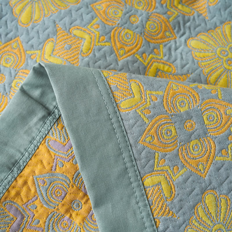 Coperta jacquard tinta in filo in garza di cotone retrò