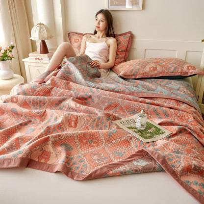 Coperta in cotone jacquard a doppio strato di garza