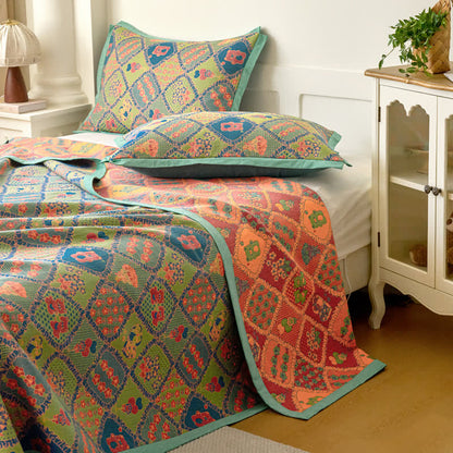 Trapunta in cotone jacquard a doppio strato con orsetto