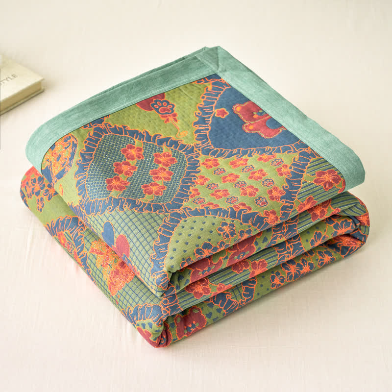 Coperta in cotone jacquard a doppio strato di garza