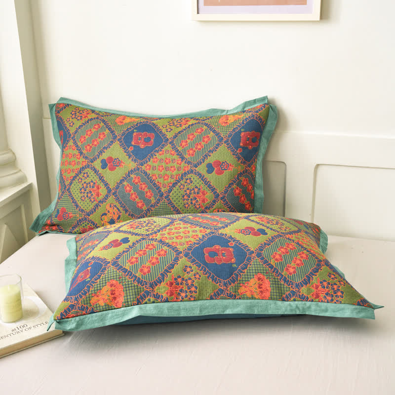 Trapunta in cotone jacquard a doppio strato con orsetto