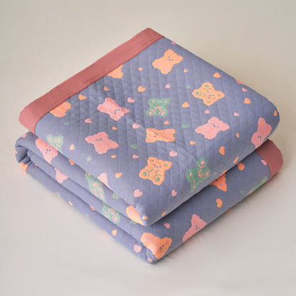 Coperta reversibile in garza di cotone Jacquard Bear
