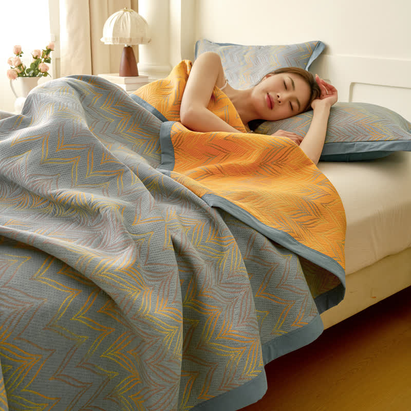 Trapunta traspirante in garza di cotone tinto in filo jacquard