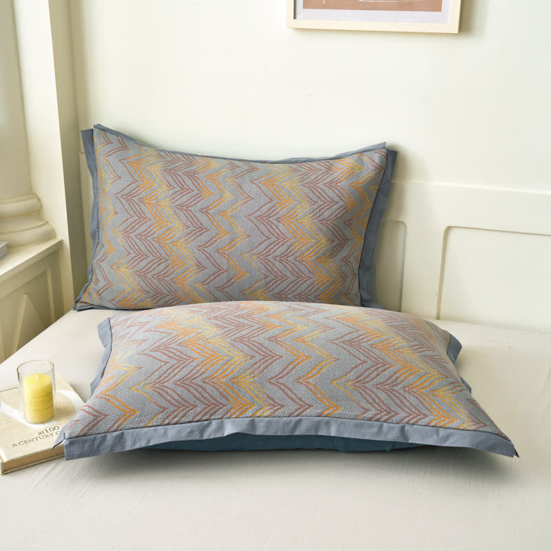 Trapunta traspirante in garza di cotone tinto in filo jacquard
