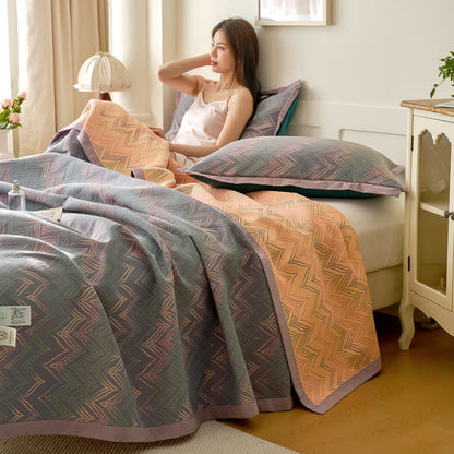 Trapunta traspirante in garza di cotone tinto in filo jacquard