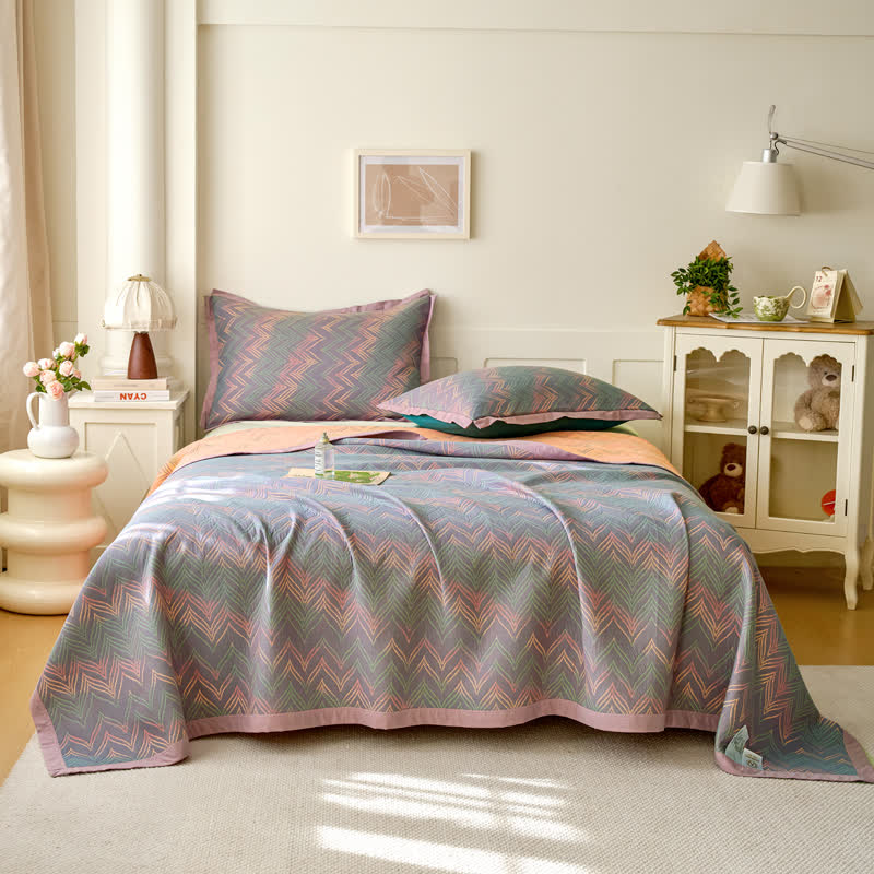 Trapunta traspirante in garza di cotone tinto in filo jacquard