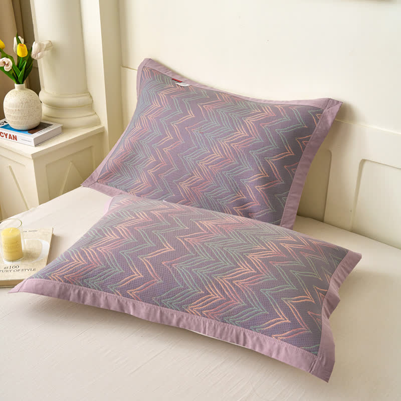 Trapunta traspirante in garza di cotone tinto in filo jacquard