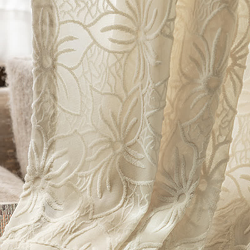 Tenda in garza trasparente con motivo floreale vintage francese