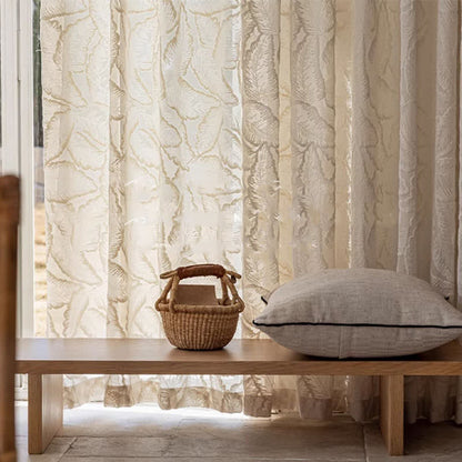 Tenda in garza trasparente con motivo floreale vintage francese