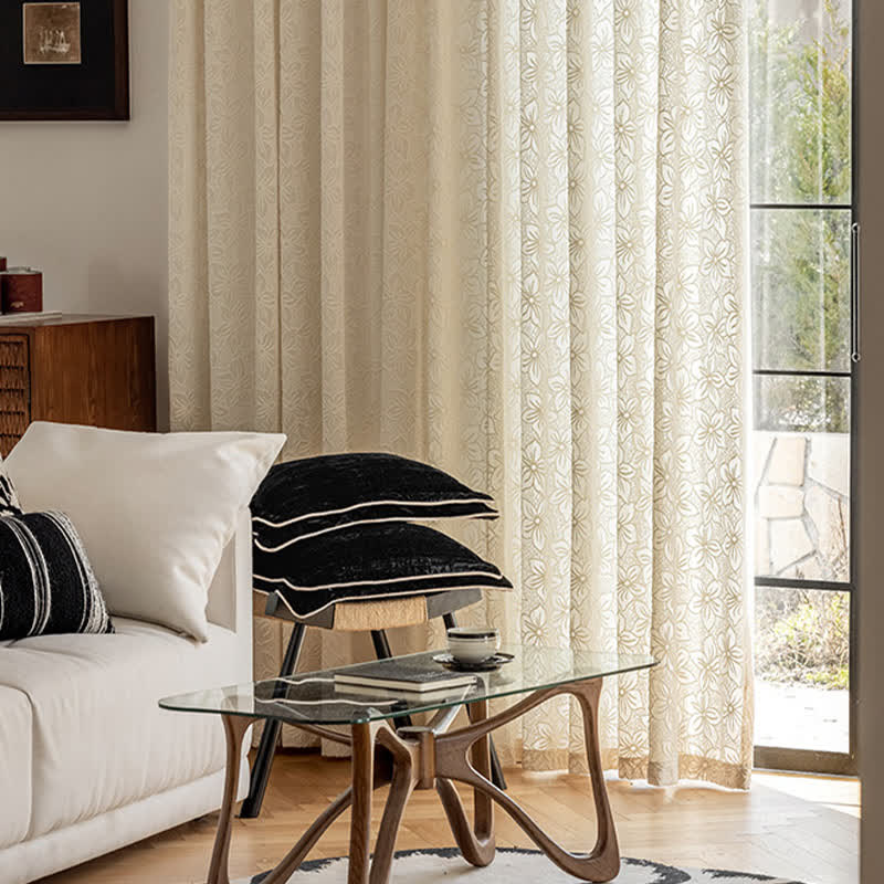 Tenda in garza trasparente con motivo floreale vintage francese