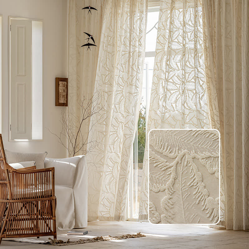 Tenda in garza trasparente con motivo floreale vintage francese
