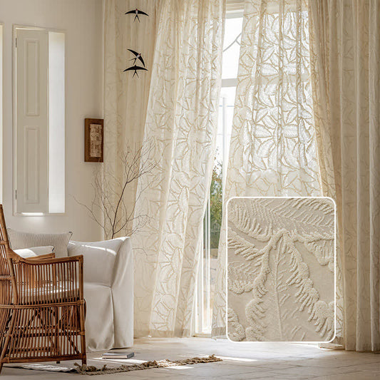 Tenda in garza trasparente con motivo floreale vintage francese