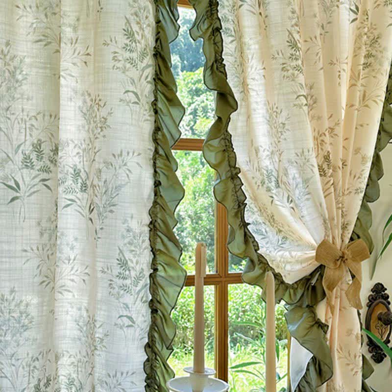 Tenda a balze stampata in bambù semi-oscurante in stile rustico
