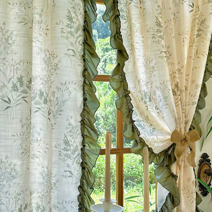 Tenda a balze stampata in bambù semi-oscurante in stile rustico