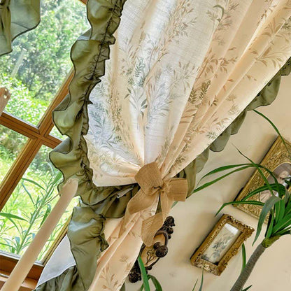 Tenda a balze stampata in bambù semi-oscurante in stile rustico