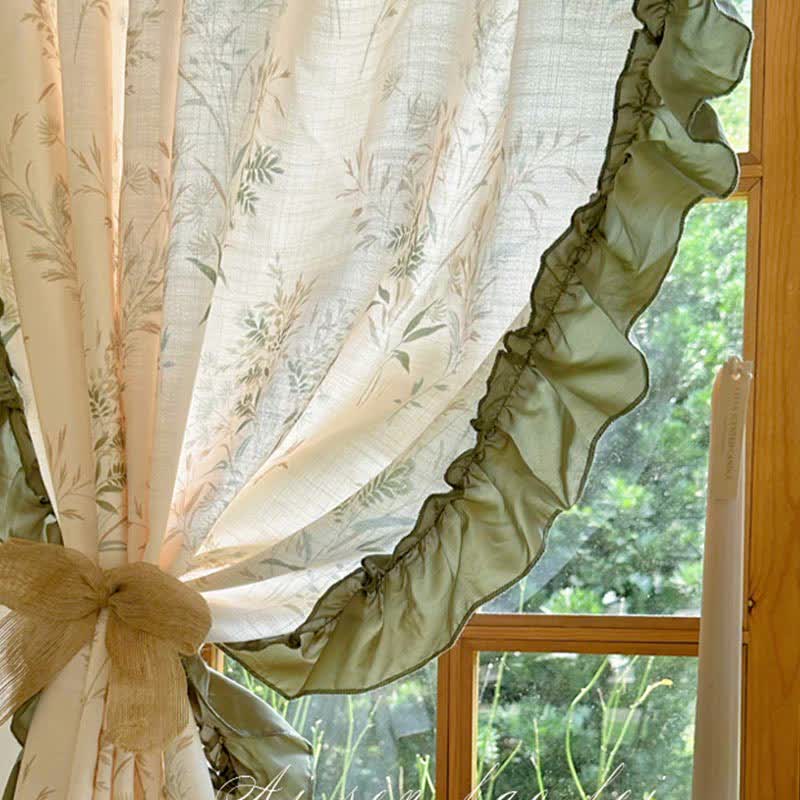 Tenda a balze stampata in bambù semi-oscurante in stile rustico