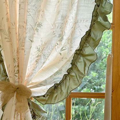 Tenda a balze stampata in bambù semi-oscurante in stile rustico