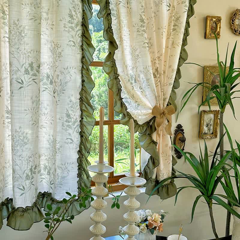 Tenda a balze stampata in bambù semi-oscurante in stile rustico